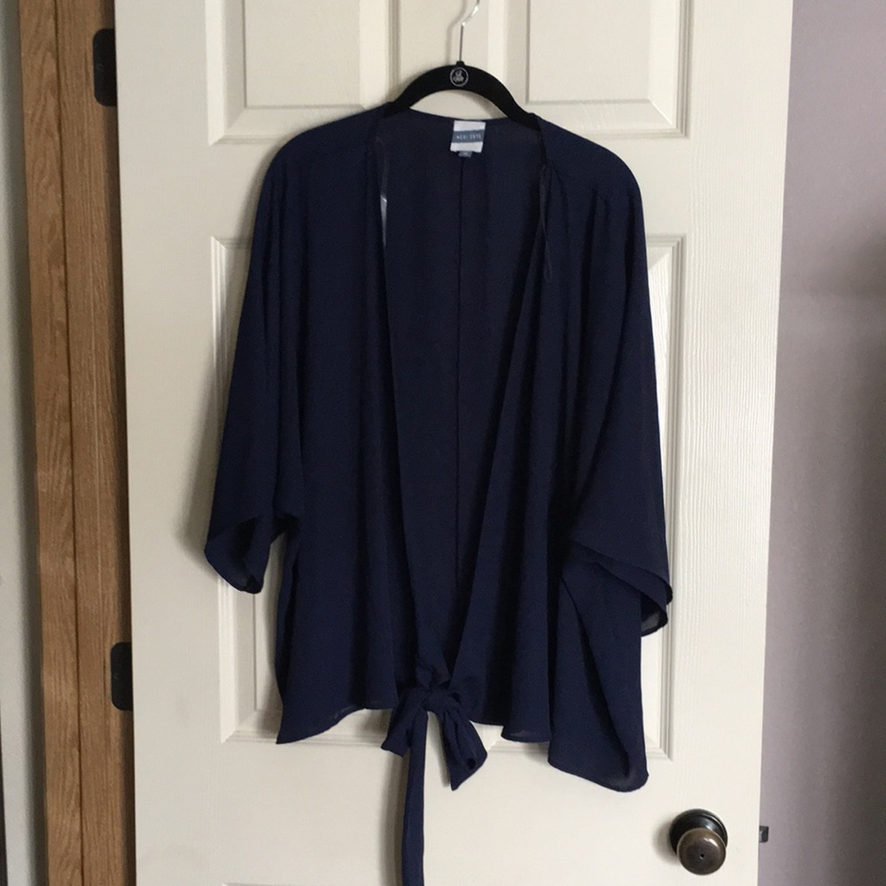 Navy Tie in Front Cardigan